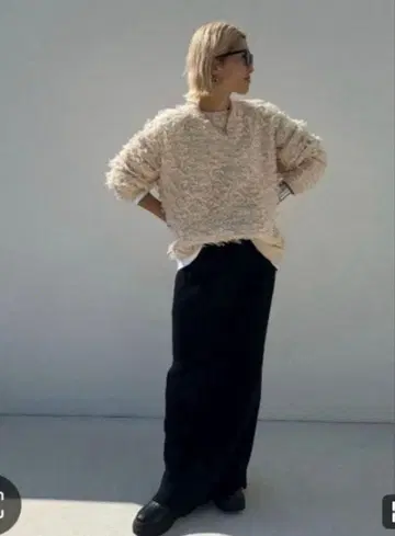 프린지 루프 니트 아이보리 M