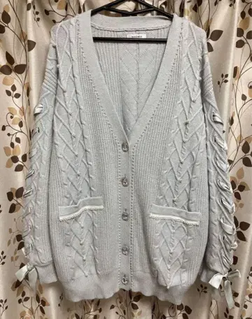 [ NOEMIE ] 색스 리본 레이스업 펄 가디건 양산형 히메 스타일