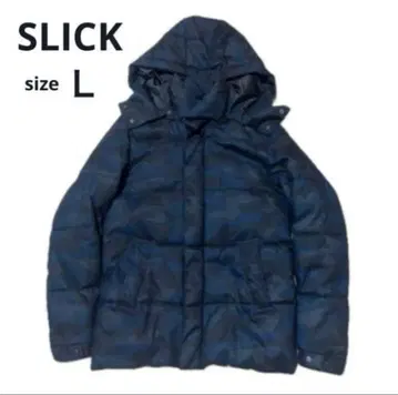 SLICK 스릭 다운 자켓 네이비 카모플라쥬 L 사이즈