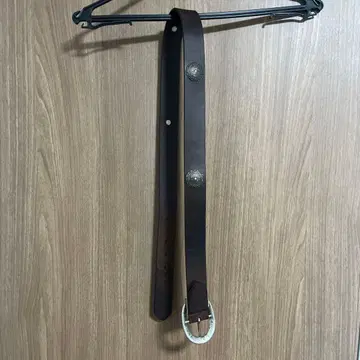 브라운 가죽 벨트 오벌 버클