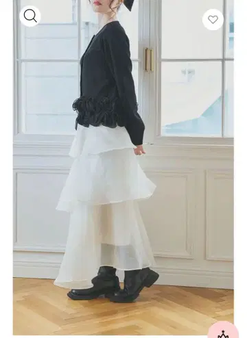 오간자 티어드 프릴 롱 스커트