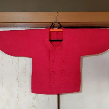 기모노 도행 코트 빨간색 오버 사이즈 버튼 포함