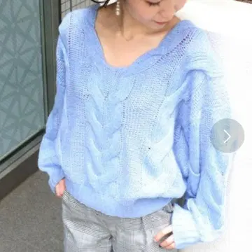 DEICY 케이블 니트 블루 데이시