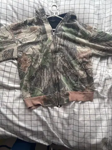 카모 패턴 풀 집업 후드티