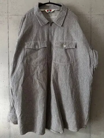 USA제 BEN DAVIS 히코리 하프 지퍼 셔츠 2XL 70s