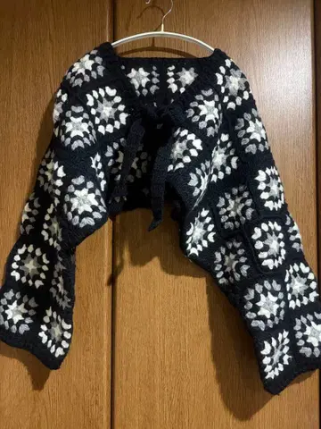 카스타네 니트 볼레로 크로셰 편직 크롭 가디건 전후 2way