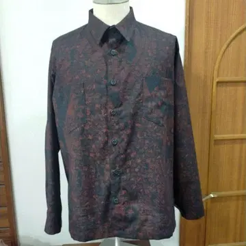 츠무기 남성용 드레스 셔츠 4 긴팔 블랙 x 레드 핸드메이드