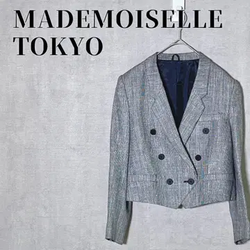 마드모아젤 크롭 더블 브레스트 테일러드 자켓 블랙 M