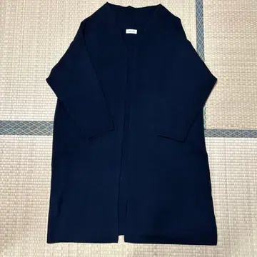 셰어파크 가디건 롱 노카라 네이비 새상품급 울 캐시미어