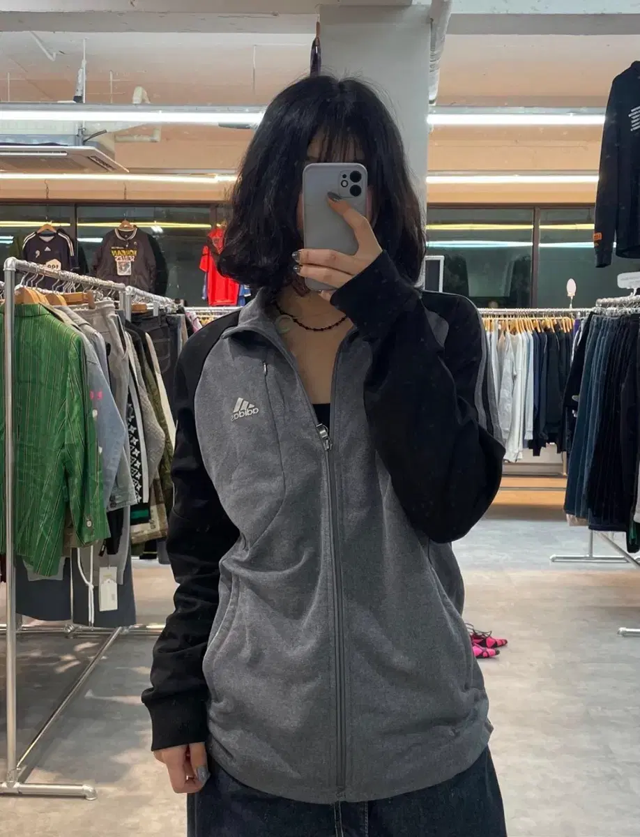 100 Adidas color-blocked zip-up jersey track top gray old school 12