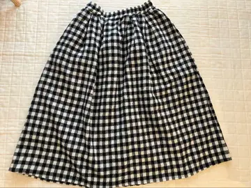 [ 거의 새상품 ] YARRA 깅엄 체크 울 플레어 스커트