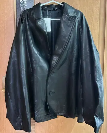 블랙 가죽 오버 사이즈 자켓