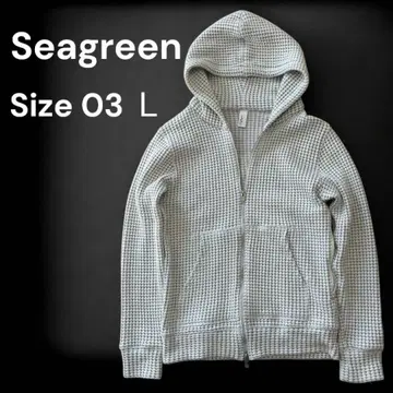 Seagreen 후디 코튼 와플 더블 지퍼 후드티