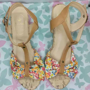 NO FALL 스트랩 샌들 시마무라 웨지솔 샌들 리본