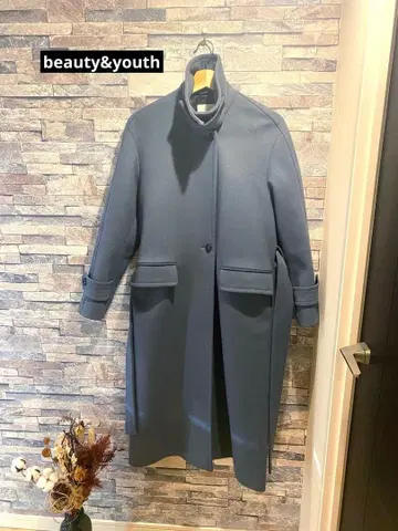 [ 새상품급 ] beauty&youth 블루 그레이 스텐 컬러 롱 코트