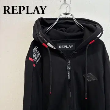 REPLAY 블랙 집업 후드티