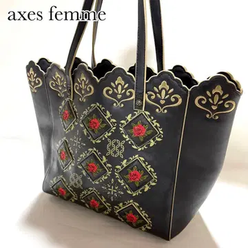 axes femme 엑시즈팜 클래시컬 장미 자수 핸드백 블랙