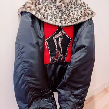 어른스러운 piaki PPP 레오파드 무늬 퍼 자켓
