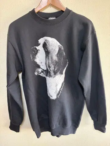 90s 개 프린트 블랙 크루넥 맨투맨 USA제 세인트 버나드