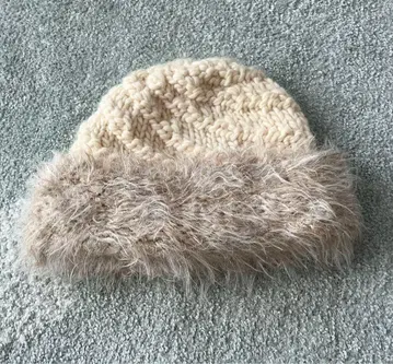 CA4LA 카시라 크림색 니트 모자 퍼 포함