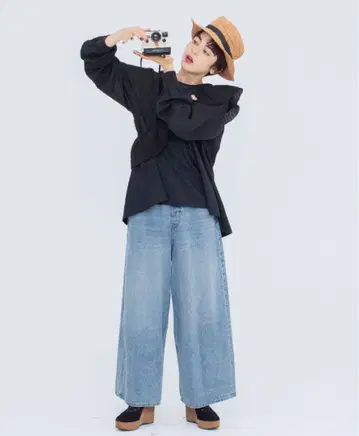 루즈 와이드 데님 팬츠