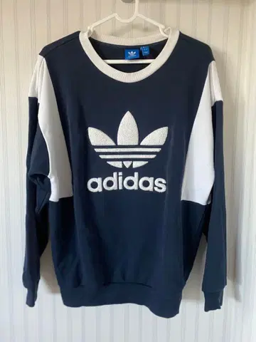 adidas 네이비 화이트 맨투맨 M