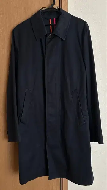 네이비 스텐카라 코트 컬러풀 스티치