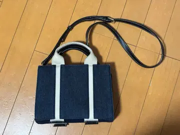 ZARA 네이비 데님 스트라이프 숄더백