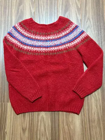 ISLAND TIDES 노르딕 무늬 빨간색 긴팔 니트 M 사이즈
