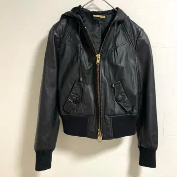 가죽 자켓 후드 부착 리브 절개 돈피 pig skin y2k