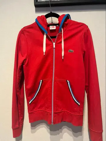 LACOSTE LIVE 레드 풀 집업 후드티 사이즈 2