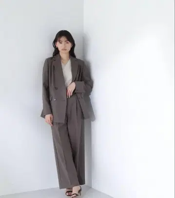 내추럴 뷰티 베이직 린넨 라이크 SETUP 더블 자켓 & 팬츠