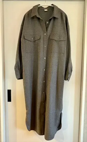 카구레 울 삭소니 셔츠 원피스