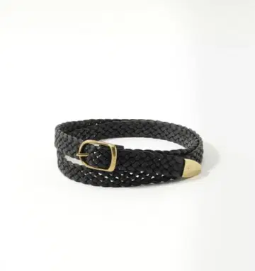 Uru leather belt 블랙 뜨개질 가죽 벨트