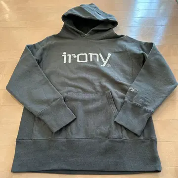 irony BEAMS 그레이 후드 부착 후드티