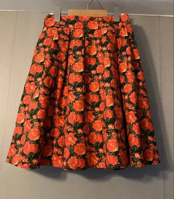 아나텔리어 꽃무늬 플레어 스커트 오렌지