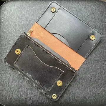 히메지 가죽 미들 트래커 지갑 [ 3층/언덕 염색/핸드메이드 ]