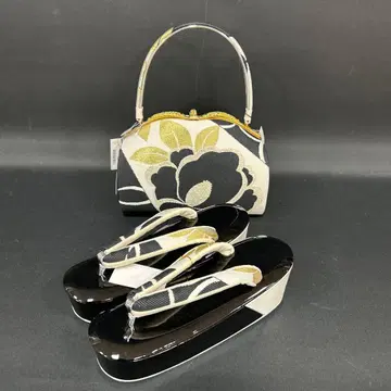 사오리 오비지 블랙 골드 동백 통굽 조리백