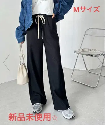 [ 미사용 새상품 ] 속기모 리브 와이드 팬츠 M 사이즈