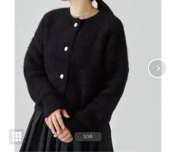 수리 알파카 샤기 가디건 블랙