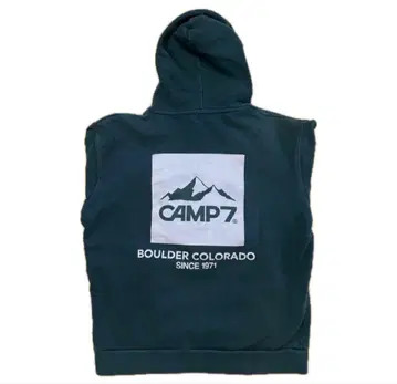캠핑7 빅 로고 하프 지퍼 맨투맨 후드티 딥 그린