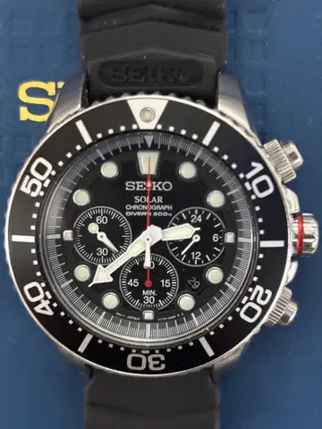 SEIKO 세이코 솔라 크로노그래프 다이버즈 200m V175 새상품급