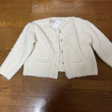 크림색 버튼 긴팔 가디건 L