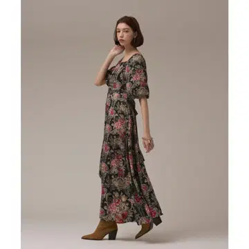 [ 미사용 ] 그레이스 콘티넨탈 빈티지 플라워 프린트 원피스 36