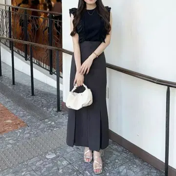 [새상품급] 하이웨스트 플리츠 디자인 머메이드 스커트 코코딜