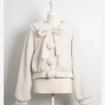 pium 코튼 레이스 칼라 보아 코트 화이트