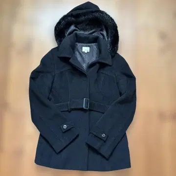 DEUX 후드 부착 울 혼방 코트