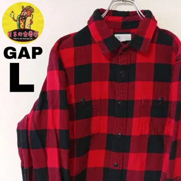 USA 구제 의류 GAP 플란넬 셔츠 L 레드 블랙 체크