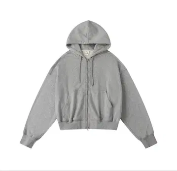 NNine 그레이 후드 부착 후드티 짧은 기장 M 사이즈