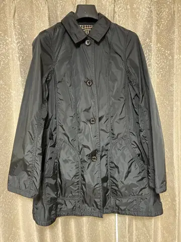 크리스천 오자르 블랙 트렌치코트 체크 무늬 리버서블